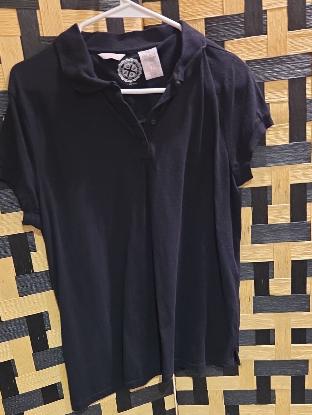 Black Short Sleeve Polo Top